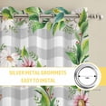 thumbnail image 6 of Spring Botanical Kitchen Curtains Window Panels, Garden Birds Floral Leaves Gray Plaid Insulated Window Treatment Curtain, Grommet Curtains for Bedroom/Living Room/Bathroom, 2 Piece 52"Wx63"L, 6 of 8