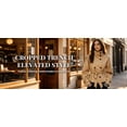 thumbnail image 5 of Womens Cropped Trench Coat Double Breasted Fall Belt Short Jacket High Collar Lightweight Outerwear, 5 of 7