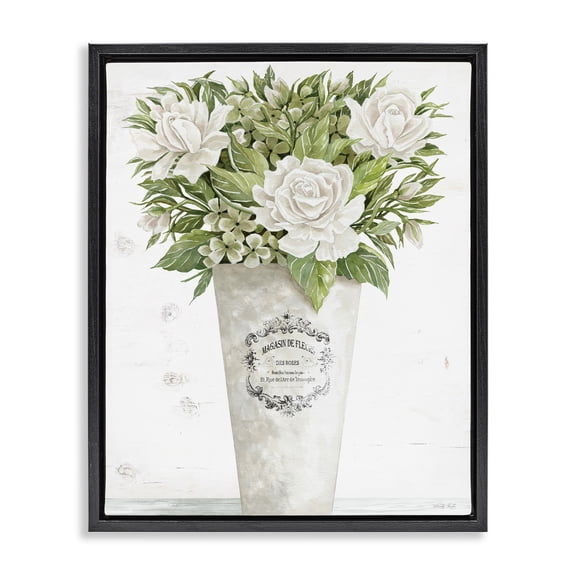 Stupell Industries French Country Les Fleurs Des Roses Black Floating Frame Canvas Art, 17 x 21, by Cindy Jacobs