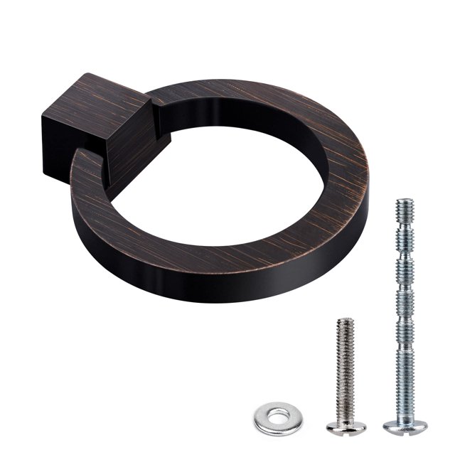 WEAVERBIRD Pomos para gabinete, accesorios de cocina, tiradores para cajones, anillos, manijas de aleación de zinc con un solo orificio, 1,57 pulgadas de diámetro, bronce cepillado aceitado, paquete d