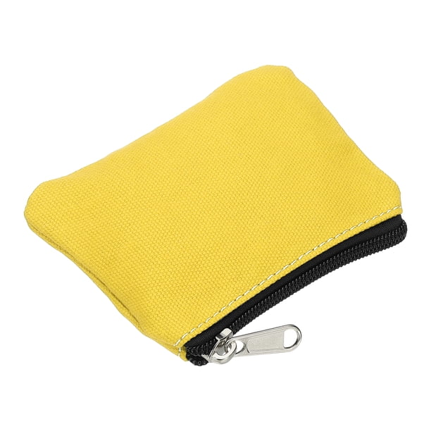 Uxcell Monedero de 3.54" x 4.72" con cremallera, Bolsas organizadoras pequeñas para cambio, Lona para el hogar, Amarillo