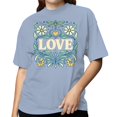 thumbnail image 2 of LOVE Floral Art Women's Light Blue T-shirt, 2 of 3