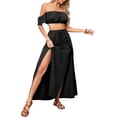 thumbnail image 5 of EASYBRA Womens Sexy Two Piece Vacation Set Sleeveless Top Long Split Maxi Skirt Beach Cover Up Outfit, 5 of 7