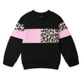 thumbnail image 2 of Toddler Girls 2 Piece Cute Outfits Set Leopard Pink Color Block Crewneck Sweatshirt with Jogger Pants Kids Clothing Set 3-4 T, 2 of 7