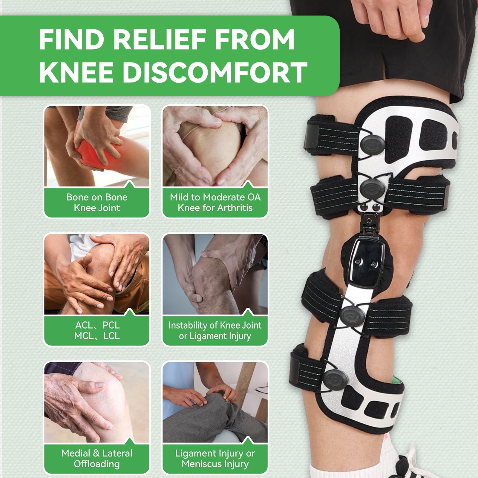 Orthomen OA Knee Brace Booste Instability of Knee Joint or Ligament Injury & Protect Knee Joint after Knee Surgery(M/Left)