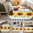 thumbnail image 5 of Round Rug 7Ft Washable Non-Slip, Sunflower Circle Area Rugs for Living Room Bedroom, Yellow Floral Black Plaid Eucalyptus Leaves Indoor Floor Mats Carpet Runner for Home Decor Aesthetic, 5 of 8