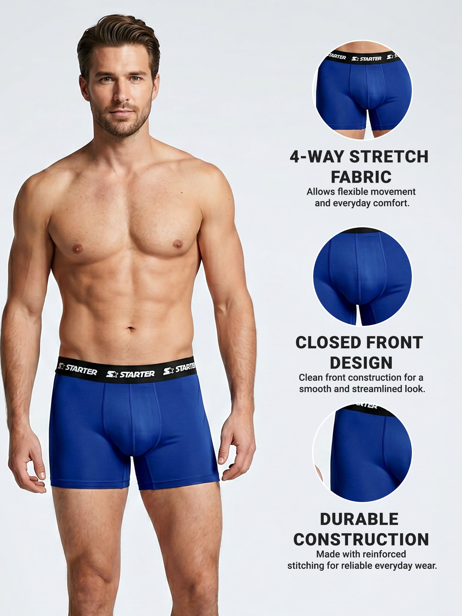 Starter Men’s Active Performance Boxer Briefs, 5-Pack, Sizes S-XL