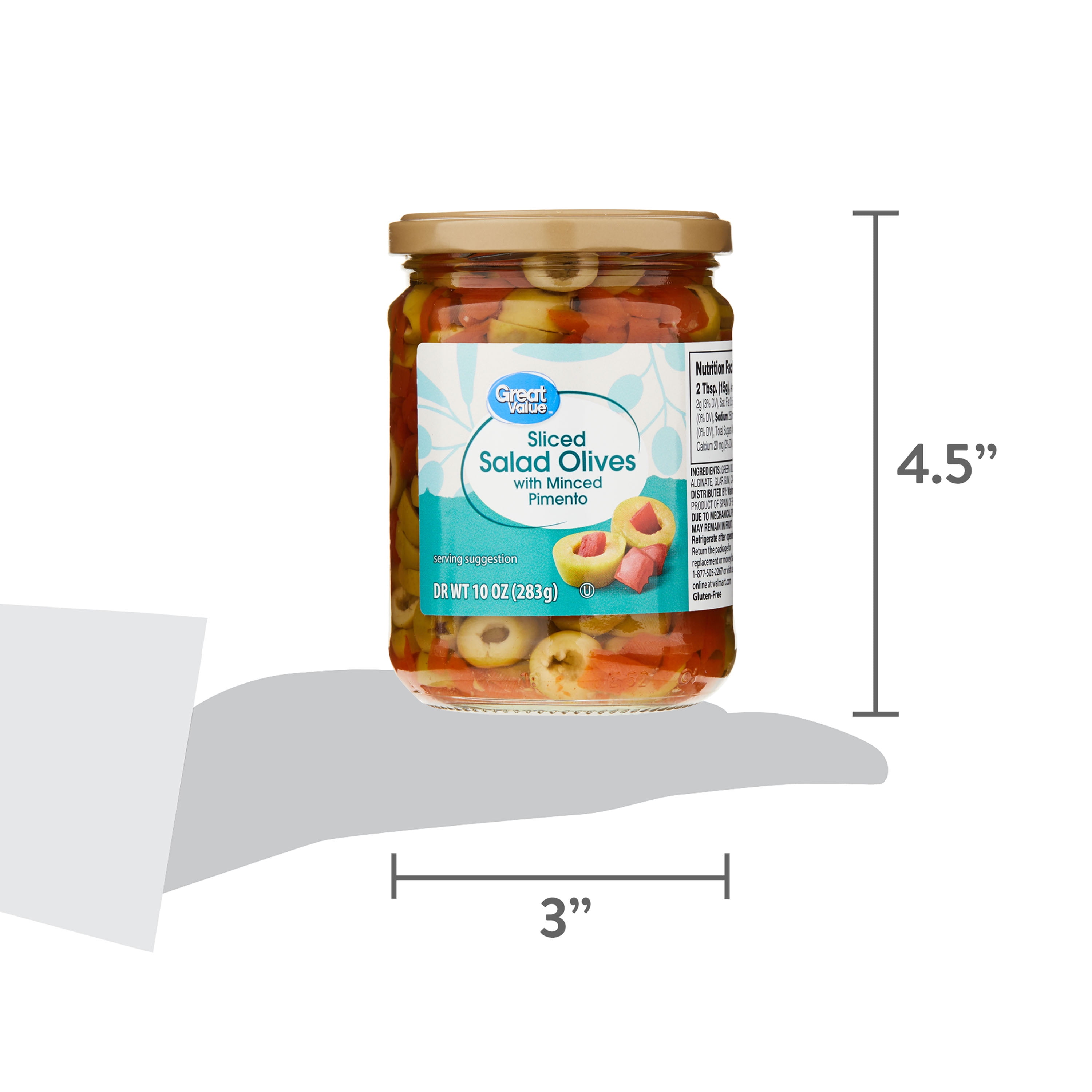 Great Value Sliced Salad Olives with Minced Pimento, 10 oz