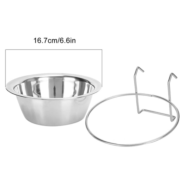 Colgando de la Jaula Con Un Tazón de Mascota Fijo, Tazón de Comida para Mascotas Duraderas de Acero inoxidable, Para Gatos, Perros
