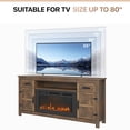 thumbnail image 6 of Sonegra 70" Fireplace TV Stand, Entertainment Center for TVs Up to 80”, TV Console with Storage Cabinets, Media Console for Living Room, Brown TV Stand and Black Fireplace, 6 of 9