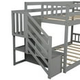 thumbnail image 4 of Bunk Bed with Storage Staircase, Twin Over Twin Low Bunk Beds Solid Wood Floor Bunk Bed Frame, No Box Spring Required (Gray), 4 of 5