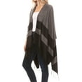 thumbnail image 6 of Sakkas Avi Women's Reversible Open Front Poncho Cardigan Ruana Cape Shawl W/Fringe - ColorBlockBlack - One Size Regular, 6 of 7
