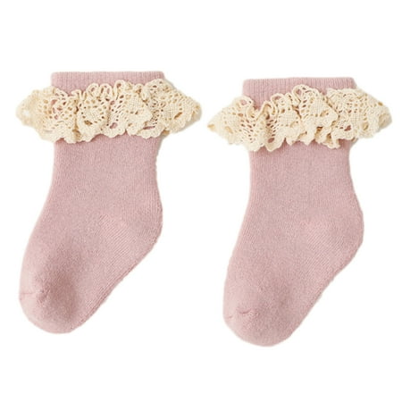 

Dasbsug Autumn Winter Newborn Baby Socks Soft Cotton Terry Thicken Lace Socks Indoor Walking Anti-skid Socks for Toddler Boys Girls 0-5 Years Old