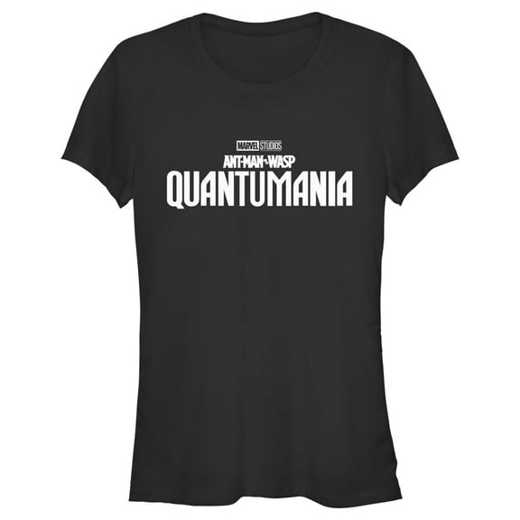 Junior's Ant-Man and the Wasp: Quantumania Movie Logo White  Graphic Tee Black Large