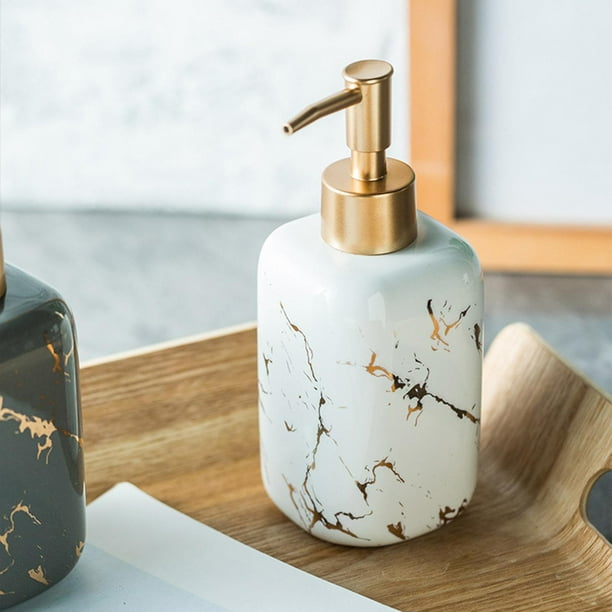 Marble Soap Dispenser Bottle Simple for Bathroom Countertop white