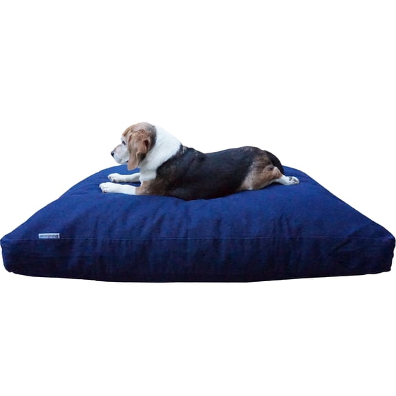 Dogbed4less Shredded Memory Foam Dog Bed for Small to Medium Dogs, Blue Denim Cover 37"x27" Pillow