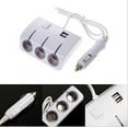 thumbnail image 1 of Car USB port charger, white 3-channel cigarette lighter socket distributor, power adapter-, 1 of 4