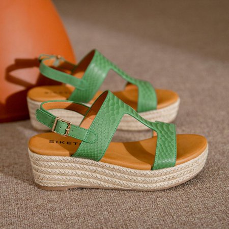 

Homedles Sandals for Women- Fashion Straw Shoes Platform Open Toe Anti-Slip Temperament Wedge Sand Green 39
