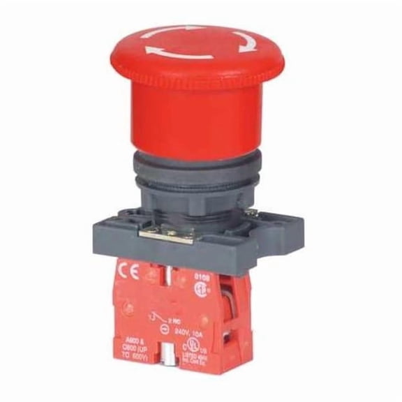 Dayton Emergency Stop Push Button, 22 mm, 1NC, Red 30G252