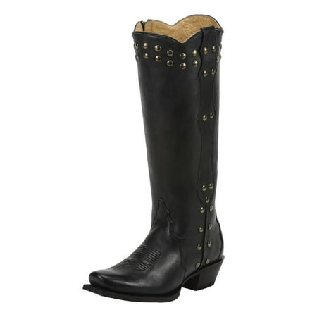 - Tony Lama Western Boot Womens Sarai Leather Sq Toe 10 B Black VF3050