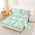 thumbnail image 2 of Erosebridal Tropical Blossoms Full Size Sheets for Girls, Green White Bed Sheets, 4 Pieces, 1 Flat Sheet 1 Fitted Sheet and 2 Pillowcases, 2 of 5
