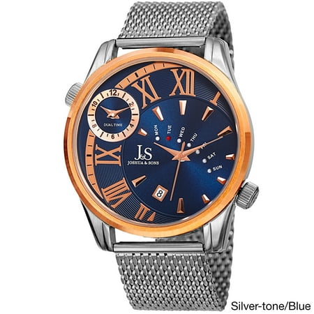 - Men's Quartz Multifunction Dual Time Stainless Steel Mesh Bracelet Watch - GOLD