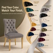 ODUSE-DAILY Black Velvet Dining Chairs Set of 6, Kitchen & Dining Room Chairs, Nailheads Tufted, Sillas De Comedor, Fabric Upholstered, Golden Metal Legs (Black, 6 Pcs)