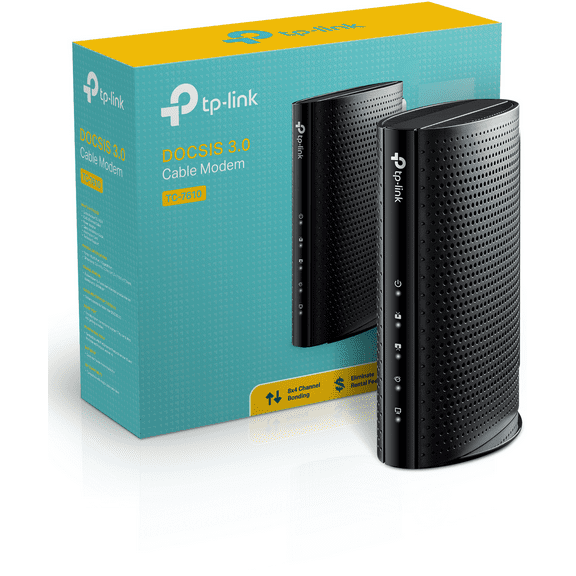 TP-Link DOCSIS 3.0 (8x4) High Speed Cable Modem Max Download Speeds Up to 343Mbps Certified for Xfinity, Spectrum, Cox, and more (TC-7610W)