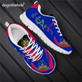 thumbnail image 1 of Zapatillas de running informales Doginthehole con diseño de bandera de Haití, color rojo y azul, cómodas, planas, con cordones, para primavera y otoño, para mujer, 1 of 6