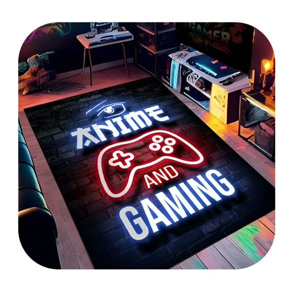 DERONA Gamer Rug for Room Non-Slip 3D Cool Printed Gaming Rug for Room,Game Room,Living Room Sofa Floor Mat
