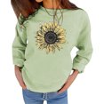 thumbnail image 1 of Sudadera con cuello redondo y estampado de girasoles, manga larga, informal, para mujer, para el hogar, viajes, deportes, compras, verde oliva XXL, 1 of 6