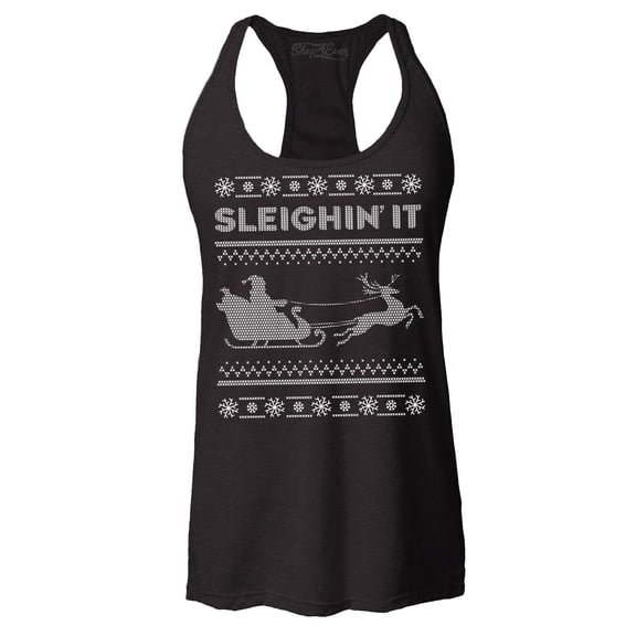Shop4Ever Women's Sleighin' It Racerback Tank Top XX-Large Black
