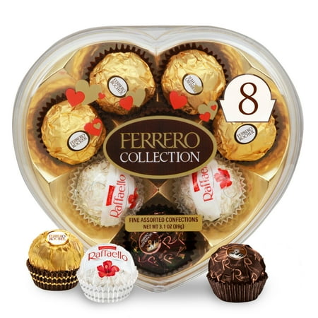 Ferrero Collection Premium Gourmet Assorted Hazelnut Milk Chocolate, Dark Chocolate and Coconut, 3.1 oz, 8 Count