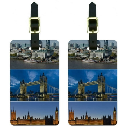 Megaphone Bag Tag - City of London Big Ben Bridge Luggage Tags Suitcase Carry-On ID, Set of 2