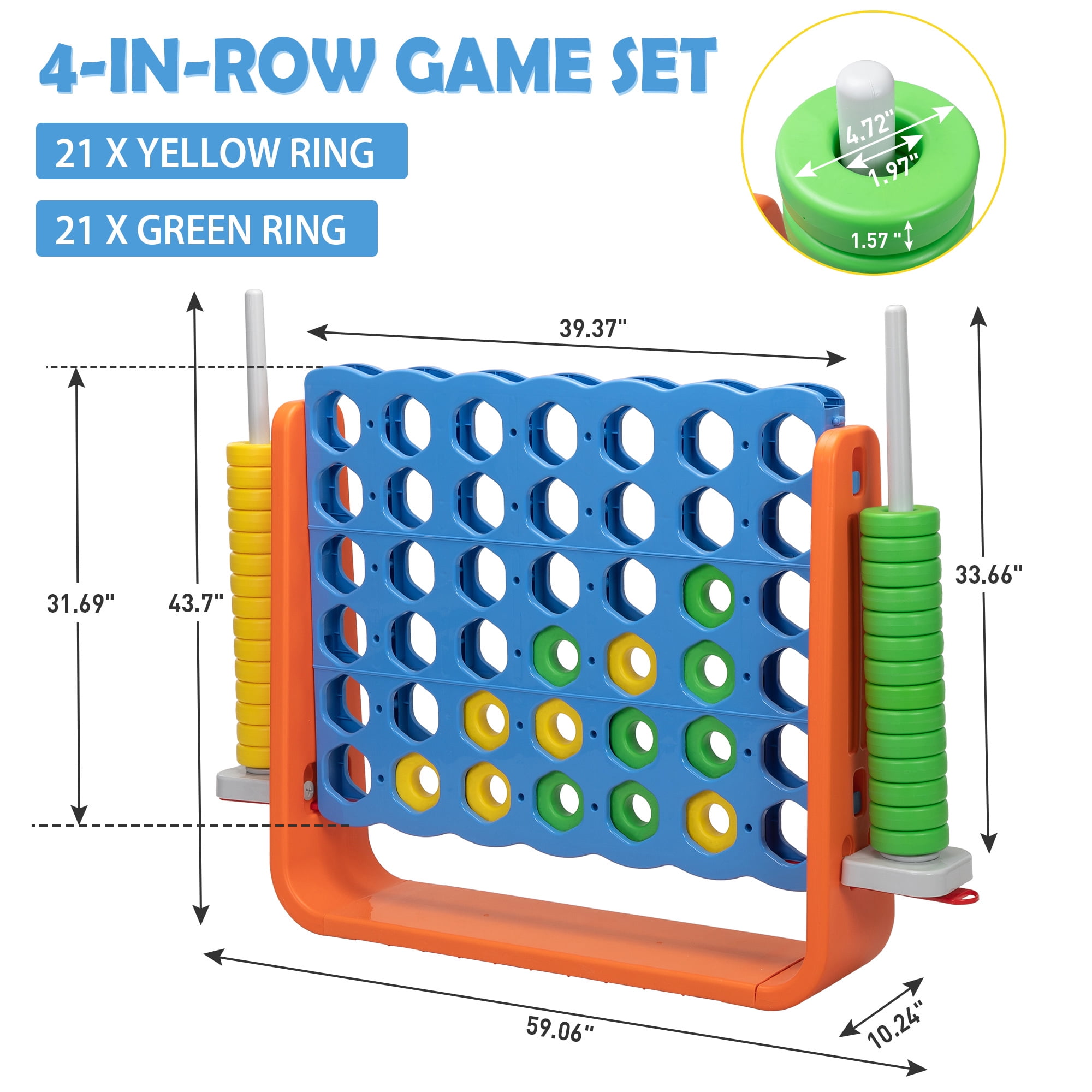 ZZZL Jumbo 4-to-Score Game Set for Kids and Adults, Blue