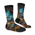 thumbnail image 2 of Goofa Galactic Jungle Dinosaurs Printed Men's Crew Socks, Soft Durable Breathable Moisture-Wicking with Odor Control Cotton socks, 2 of 9