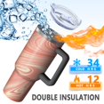 thumbnail image 5 of 40oz Tumbler with Handle and Straw, Vacuum Insulated Stainless Steel Travel Mug, Fits Car Cup Holder, Liquid & Marble Print, 5 of 6