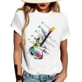 thumbnail image 2 of NAMTYQX T Shirts for Women Baggy Short Sleeve Oversize Mit Muster Print Light Basic Cool Scoop Neck Blouses for Women White Size XL, 2 of 5