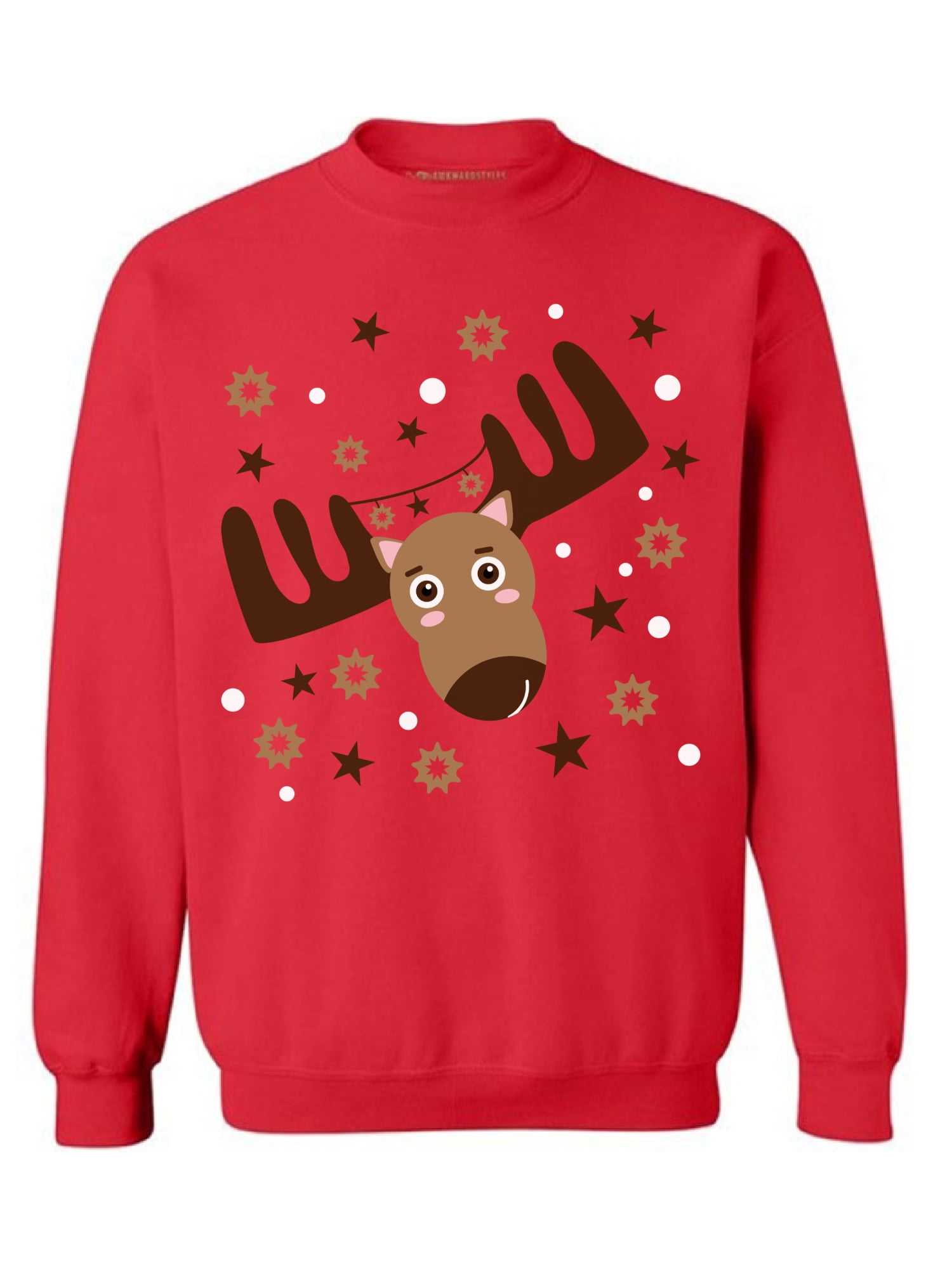 Unisex Mens Ugly Christmas Reindeer Hoodie Fleece Sweatshirt Funny Long Sleeve Pullover Costume Xmas Hoody 