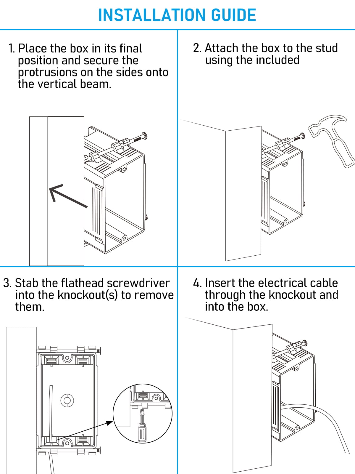 6 Pack One Gang New Work Electrical Outlet Box, Ultra-deep 22.5 Cubic Inch Device Box, PVC Electrical Junction Box for Switch, GFCI, Step Light, ETL Listed