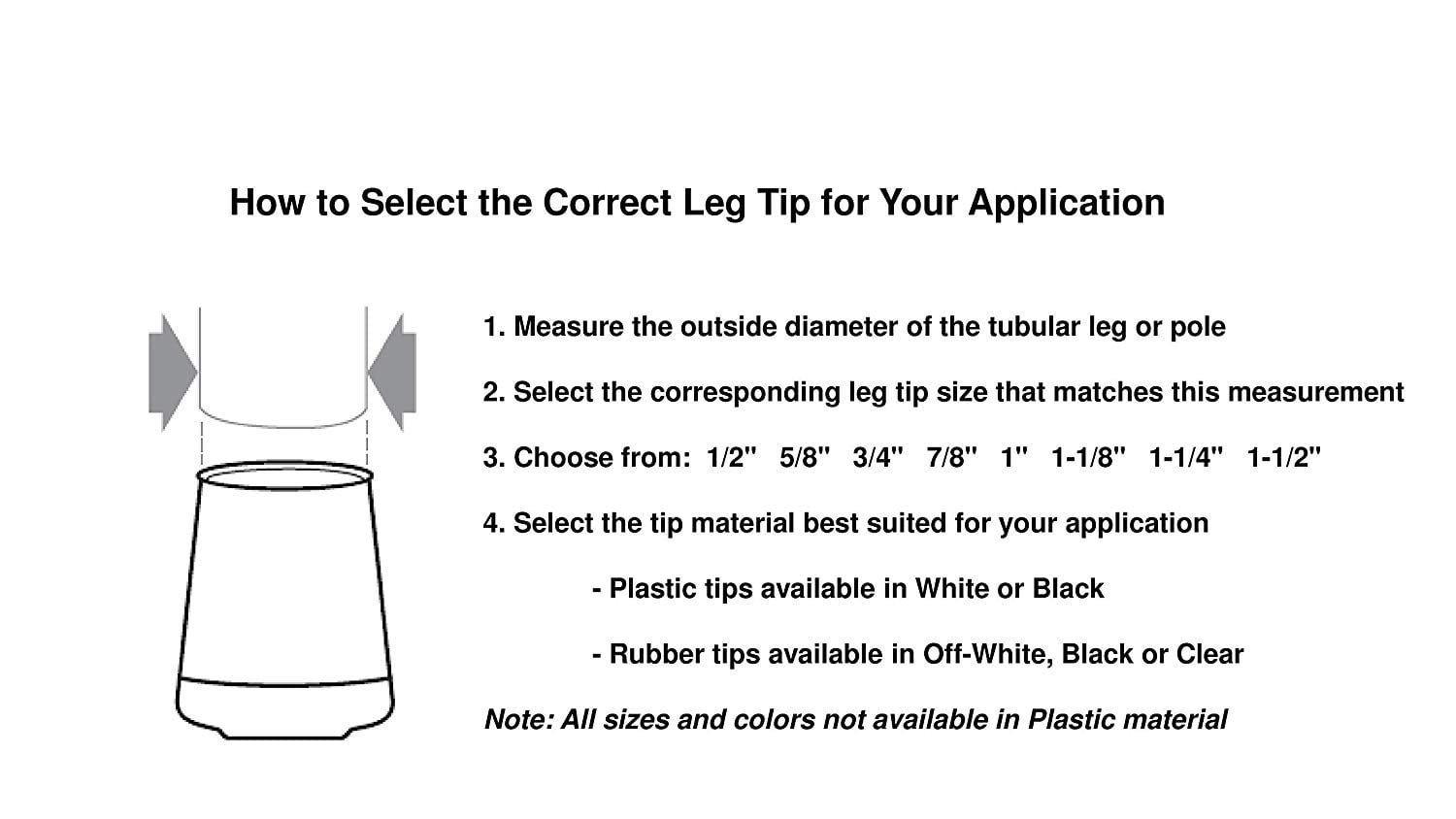 4 PACK PLASTIC LEG TIPS 1 1/8" ROUND 29MM BLACK EASY GLIDE 