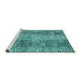 thumbnail image 2 of Ahgly Company Machine Washable Indoor Round Solid Turquoise Blue Modern Area Rugs, 3' Round, 2 of 4
