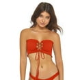 thumbnail image 4 of PilyQ RED Lust Reversible Smocked Lace-up Bandeau Swim Top, US D, 4 of 11