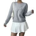 thumbnail image 2 of Wutalume Women's Floral Round Neck Knitted Sweater with Pockets, Button Front Sweater Coat, Long Sleeve Stylish Top for Layering and Outdoor Wear,Gray M, 2 of 6