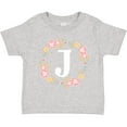 thumbnail image 3 of Inktastic Monogram Letter J Floral Rose Wreath Girls Toddler T-Shirt, 3 of 5