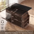thumbnail image 6 of OMCPET 48" Rolling Kitchen Island with Power Outlet Drop Leaf 2 Drawers 3 Doors Trash Can Cabinet Spice Rack Towel Rack, Walnut, 6 of 10