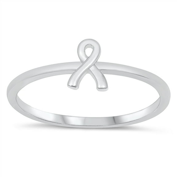 Sterling Silver Small Ribbon Simple Ring Size 7