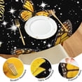 thumbnail image 4 of 44in Round Tablecloth with Elastic Edge, Waterproof Fitted Table Cover for 36-44" Tables, Floral Theme Polyester Reusable Table Cloths Wipe Clean for Picnic, Dining, Outdoor Use and Party Decor, 4 of 7