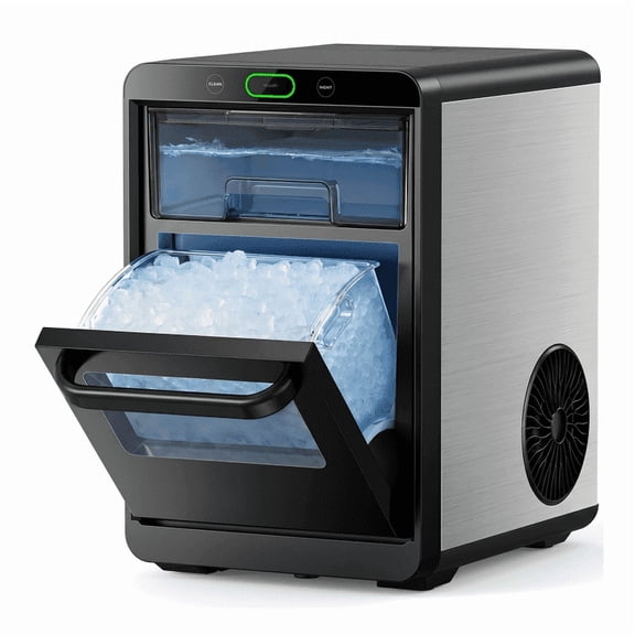 Philergo Nugget Ice Maker Countertop,44lbs/24h Crushed/Pebble Ice Machine, Front Pull-Out Water Tank, Removable Basket, Stainless Steel Finish for Home Kitchen