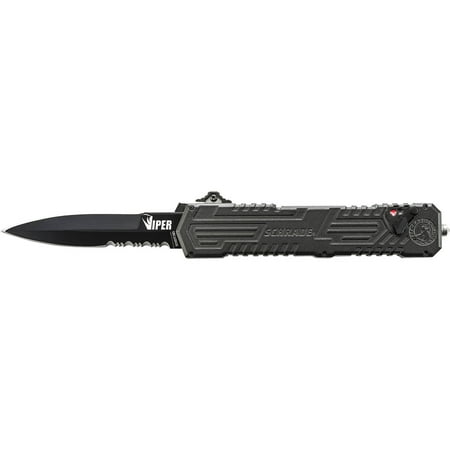 Schrade Viper Out the Front Assisted Opening Knife, Partially Serrated Spear Point Blade Aluminum Handle